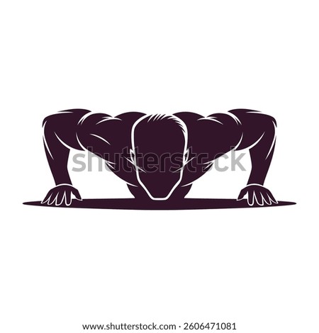 A man push up Silhouette isolated vector, logo or poster vector design element.