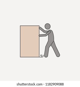man pushes box 2 colored line icon. Simple colored element illustration. man pushes box outline symbol design from carrying and picking box set on blue background