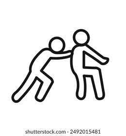 Mann schiebt eine andere Person Icon lineare Grafik Set Vektorgrafik