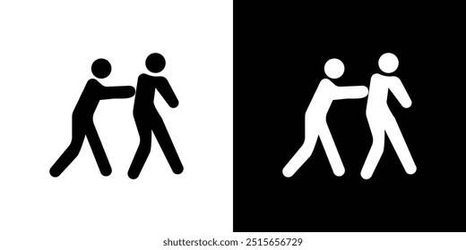 Homem empurrando outra pessoa ícone Linha fina ilustração plana