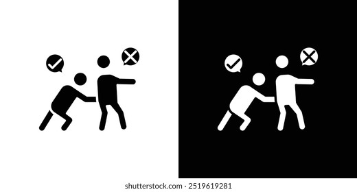 Man pushing another person icon linear logo isolated