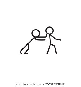 Homem empurrando outra pessoa ícone Contorno vetor para a interface do usuário da Web