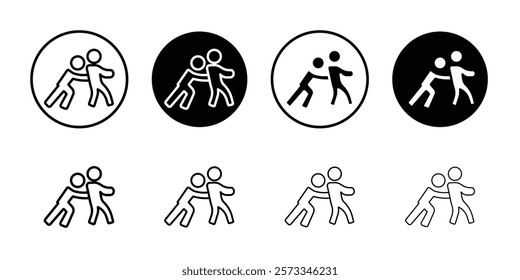 Man pushing another person icon vector line logo mark or symbol set collection outline style