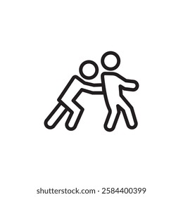 Man pushing another person icon black and white vector outline sign