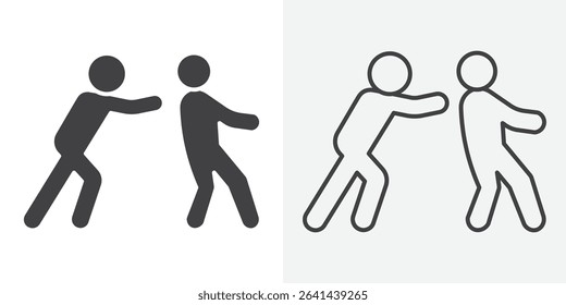 Man pushing another person icon Line graphics illustration