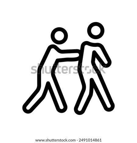 Man pushing another person icon Black line art vector logo