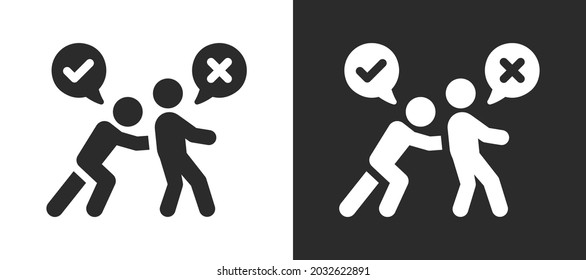 Man Pushing Another Person Who Disagree. Do Not Want To Do Concept. Icon Vector Illustration