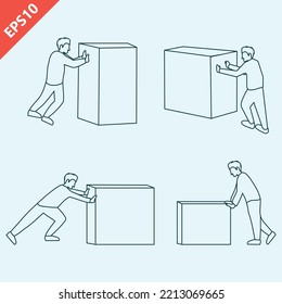 man pushing a box design icons flat vector modern isolated illustration
