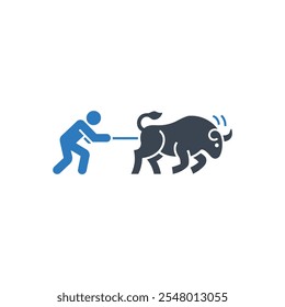 Man Pushing Bull icon - Simple Vector Illustration