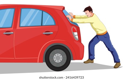 Man pushing car with his hands svg