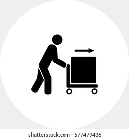 Man Pushing Cart as Carriage Concept Icon
