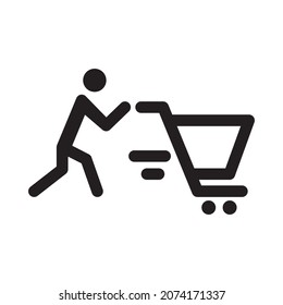 man pushing a cart icon vector sign design