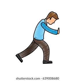 Man pushing cartoon
