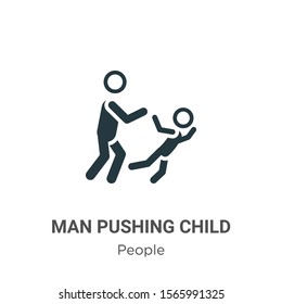 Man pushing child vector icon on white background. Flat vector man pushing child icon symbol sign from modern people collection for mobile concept and web apps design.