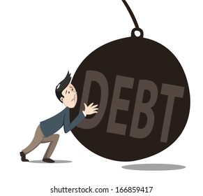 a man pushing the debt away from him