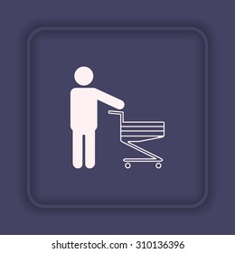man pushing an empty cart. Modern style. icon. vector design