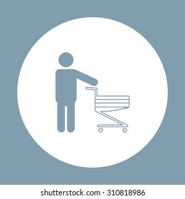 man pushing an empty cart. Modern style. icon. vector design