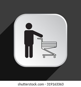 man pushing an empty cart. Modern style. icon. vector design