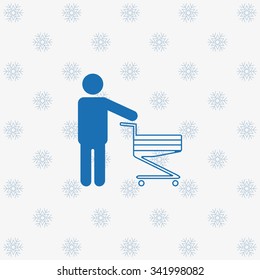 man pushing an empty cart. Modern style. icon. vector design