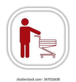 man pushing an empty cart. Modern style. icon. vector design