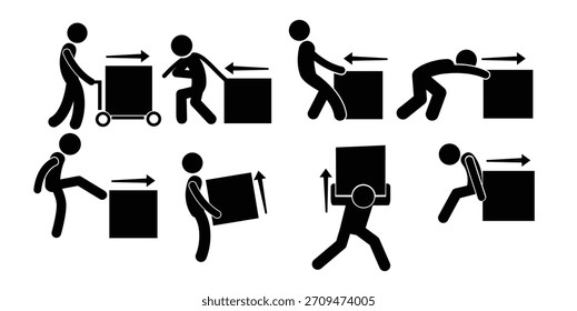 Hombre empujando el icono de Ilustración vectorial