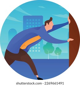 Interacciones De Empujamiento De Los Hombres Y EPS Vector De Icono Plano De La Interfaz De Comunicación