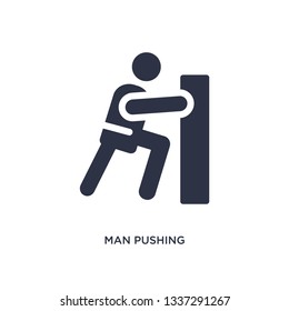 man pushing isolated icon. Simple element illustration from behavior concept. man pushing editable logo symbol design on white background. Can be use for web and mobile.