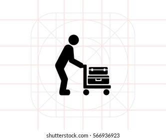 Man Pushing Luggage Cart Icon