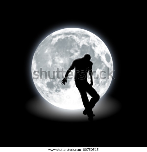 man pushing the
moon - vector illustration