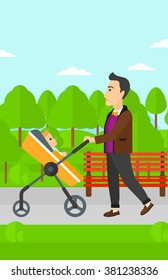 Man pushing pram.