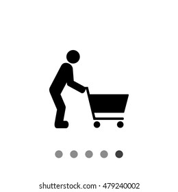 Man Pushing Shopping Cart Icon