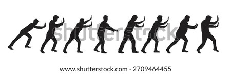 man pushing silhouettes vector illustration