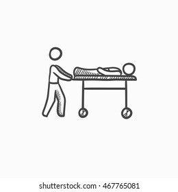 Man pushing stretchers vector sketch icon isolated on background. Hand drawn Man pushing stretchers icon. Man pushing stretchers sketch icon for infographic, website or app.