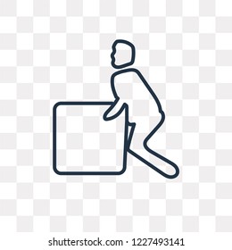 Man Pushing vector outline icon isolated on transparent background, high quality linear Man Pushing transparency concept can be used web and mobile