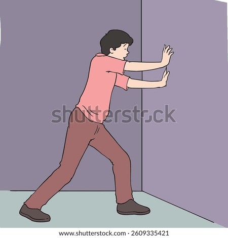 A man pushing the wall