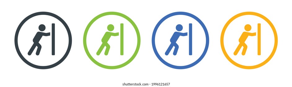 Man Pushing Wall Icon Vector Illustration.