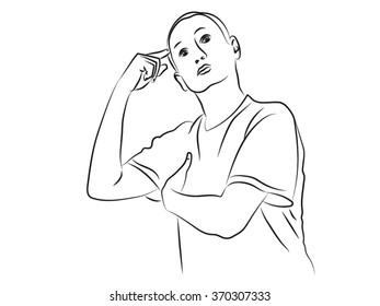man put his finger to his temple and stood in the position of the poet