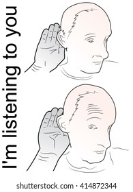 man put his hand to his ear