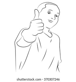 a man put out his hand with a raised thumb