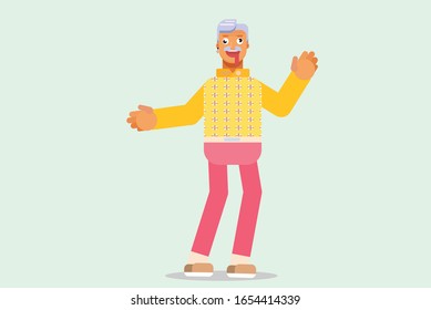 A man put a weird face, Happy summertime theme. Simple vector illustration, 
