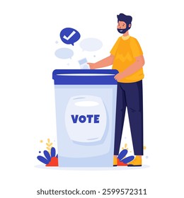 A man puts a ballot paper into the election box vector illustration