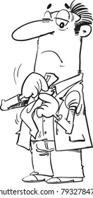 The man puts his tie