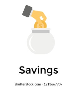 Man putting coin in the pot, savings icon 