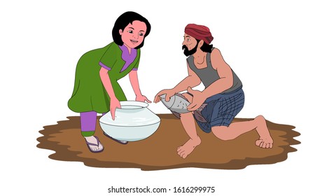 A man is putting fish in a big pot