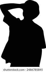 A man putting hand in face. isolated on transparent vector background