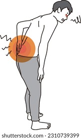 A man putting his hand on his painful back