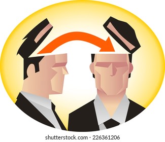 Man putting ideas on a colleagueÂ´s mind.