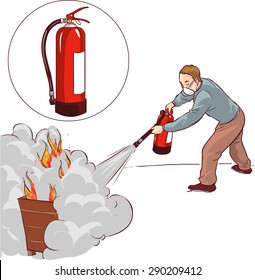 Man putting out a fire