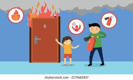 man putting out a fire with a fire extinguisher