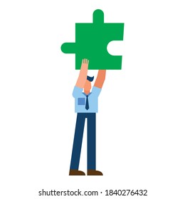 man with puzzle design, Jigsaw game and teamwork theme Vector illustration